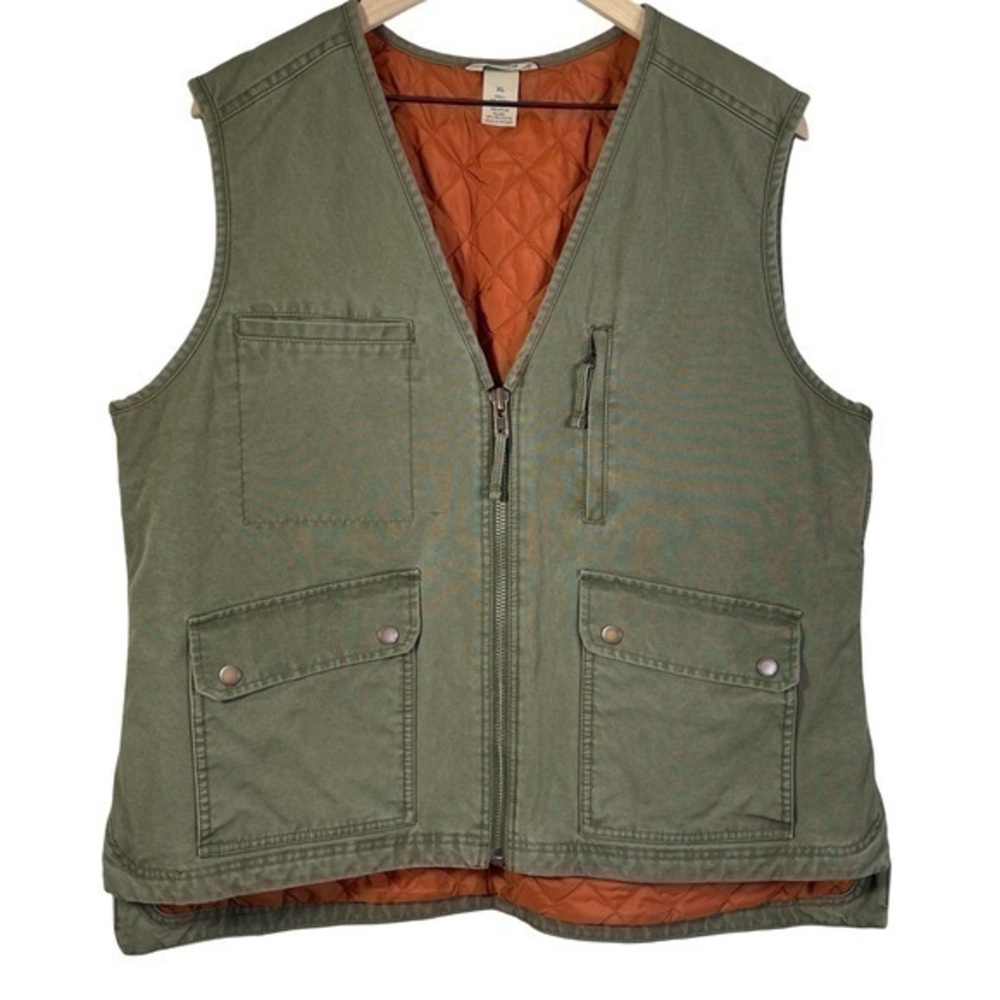 Duluth Trading Company Can-Do Canvas Vests To Size XL Color Olive Green/Orange